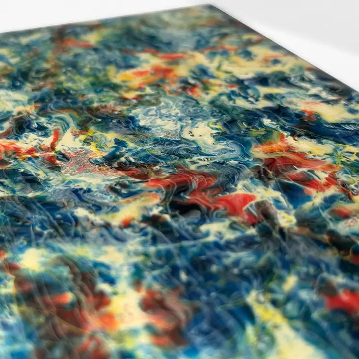 FOCUS mixed media painting on wood panel with resin textures